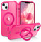 BENTOBEN Magnetic Case for iPhone 15 with Stand [Compatible with Magsafe],360° Rotatable Invisible Ring Stand Translucent Matte Back Military Grade Protection Shockproof Cover for iPhone 15, Hot Pink