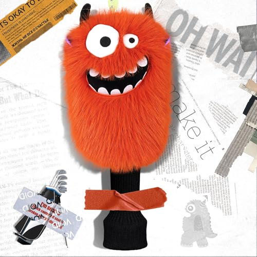 LZFAN Golf Club Covers for Woods and Drivers Funny Driver Headcover Animal Golf Club Head Covers Golf Gifts for Men Women Plush (Orange Monster for Fairway)