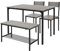 ML-Design Esstisch Set 4-teilig, Eiche-Grau, Esszimmertisch mit 2 Stühlen & 1 Bank, Essgruppe für 4 Personen, Sitzgruppe Küchentisch Metallrahmen, Bartisch Set, Esszimmergruppe für Küche & Esszimmer