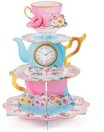 SHSHbuy Alzata per Cupcake Cartone,3 ripiani,Alzata per Torta in Cartone,Decorazioni per Cupcake,Supporti per Cupcake Supporto per feste di compleanno, matrimonio, Compleanni, Feste (Rosa)