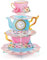 SHSHbuy Présentoirs à Cupcakes 3 Étages Support à Cupcakes en Carton Support à Gâteau Présentoir à Muffins Porte Desserts pour Bébé Shower Enfants Fête Anniversaire Party à Thème (Rose)
