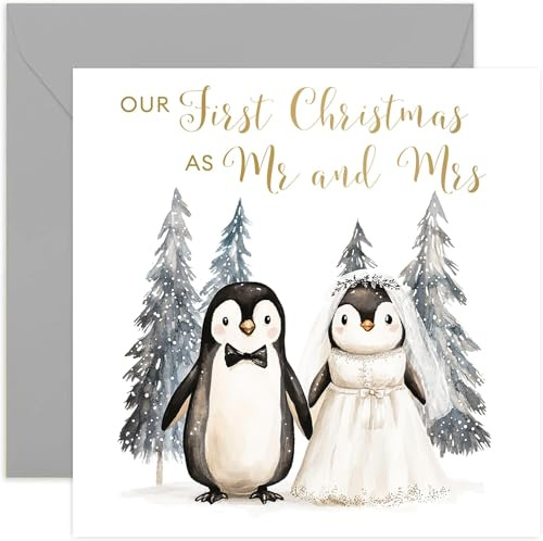 Erstes Weihnachten als Herr und Frau Karte – Erstes Weihnachten Ehemann und Ehefrau Ehepaar – besondere Weihnachtskarten für Paare – Schwiegersohn – frisch Hochzeit – Luxus-Grußkarten