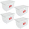 Plastic Storage Box with Lid, 30 Litre Storage Boxes Clear Stackable Container Box for Home Office and School, Pack of 4