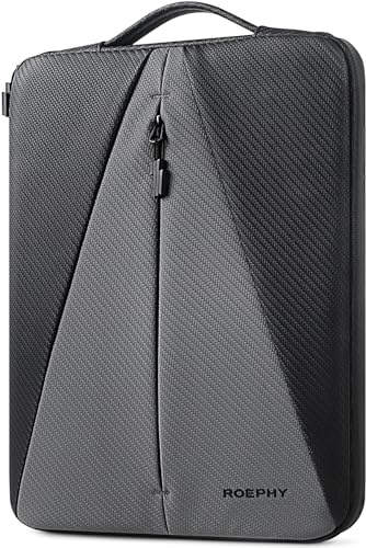 ROEPHY 16 Zoll Wasserdicht Laptop Tasche Tablet Hülle Laptop Schutzhülle für 16 Dell/HP Pavilion Envy/Lenovo ThinkPad IdeaPad/ASUS Vivobook/MacBook Pro 16 M3 M2 M1 / Acer, Schwarz + Grau