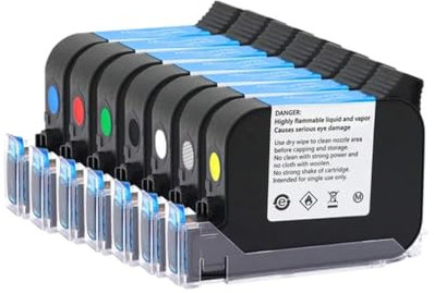 KRLAZdN 2588M Handheld-Tintenpatrone 2588 Eco-Solvent-Drucker, schnell trocknende Bunte Tinte, kompatibel mit Druckern, Druckhöhe 12,7 mm(1set(7Colors))