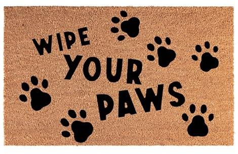 Cost Wise Natural Coir 60cm x 40cm heavy duty doormats with rubber base with humorous message (paw prints)