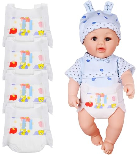 Warmhm Reusable Doll Diapers for Baby Dolls 5Pcs Set Soft Pretend Play Accessories for 12 Inch Doll Role Play and Imaginative Game
