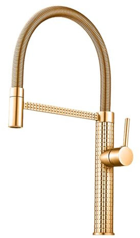 Grifo de cocina dorado, grifo gris mate para fregadero, grifo monomando con resorte abatible, grifo para instalación en cubierta, grifo de cocina, dorado