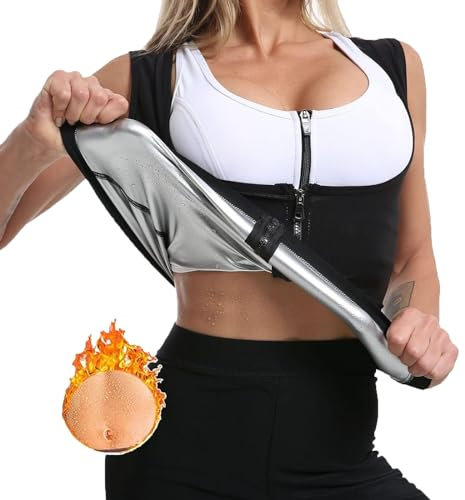 XUEBIN Damen Sauna Weste Unterbrust Korsett Bauchweg Formende Tank Top Thermo Saunaanzüge Sauna Effekt Schwitzweste Saunaanzug(4XL)