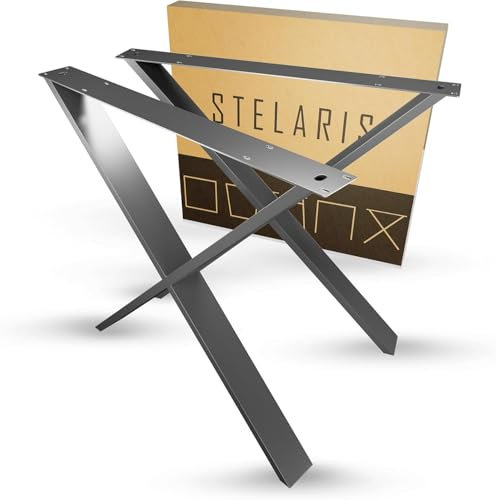 ATM® Pieds de Table en Forme de X | 2 Traverses pour Meubles | Profil Métallique 80x20mm | Base Solide pour Tables, Bureaux et Plans de Travail | Structure en Acier (Haut. 73 cm) | Noir Mat