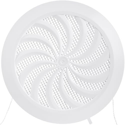 Vent Systems Griglia di ventilazione rotonda da 125 mm, in plastica bianca, richiudibile, con protezione dagli insetti, griglia scorrevole per esterni, interni, casetta da giardino, bagno, garage,
