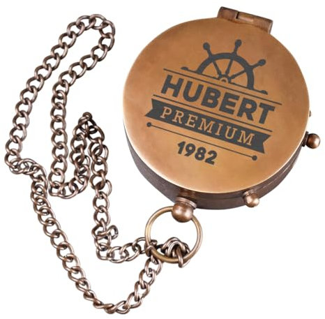 polar-effekt Messing Kompass mit personalisierter Gravur - Outdoor Geschenk zum Geburtstag - Taschenkompass mit Kette - Für Freunde, Familie und Kollegen