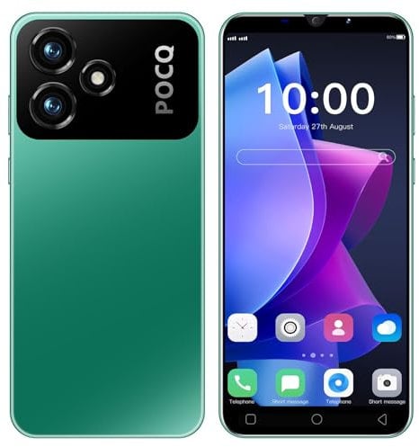 MsMga Cheap Mobile phone, 16GB ROM (Scalable to 128GB), 5.0 inch IPS Display, Android 9.0 OS, Dual SIM Dual Cameras,Face ID Unlock Cell Phones (M6Pro-Green)
