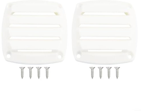Marine Vents,2 Pcs Black Louvered Vents Marine Boat Yacht Rumpf Air Vent Louvre Grille Louvered Fan Grill (White)