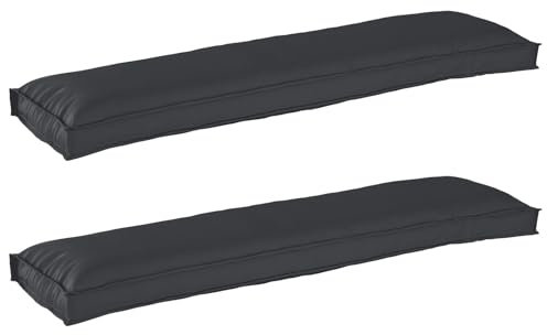 vidaXL Palettenkissen für Bank 2 Stück Schwarz 150X40X8 cm Oxford Stoff wasserfest modernes Design Schaumstühle Innen Möbel Wohnzimmer Kissen-Set Wohnaccessoires stilvolle Stuhlkissen