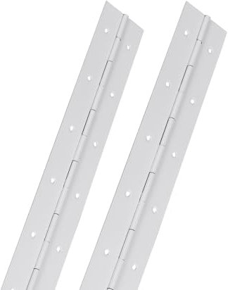 2 Pack 10 White 304 Stainless Steel Piano Hinges - Heavy Duty Continuous Hinge 0.05 Thick, 2 Open Width for Modern Cabinet Doors, Display Cases & Furniture Hardware (10)