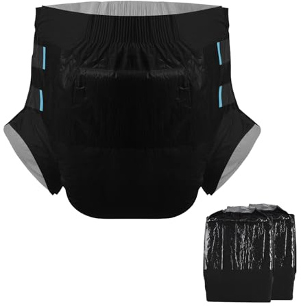 CutiePlusU Pannolini per Adulti, Superficie Asciutta, Assorbenza Massima per la Notte, Pannolini Incontinenza Monouso, Confezione da 2-Nero(L 94-120cm)