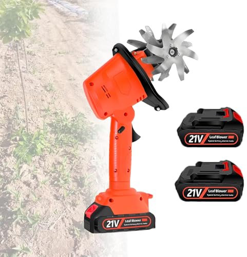 Motozappa Elettrica Da Giardino 21 V, Piccola Motozappa Da Giardino Con Batteria Al Litio, Profondità Di Lavoro 10 Cm, Motozappa Per Coltivare Il Terreno,Electrictiller-2batteries