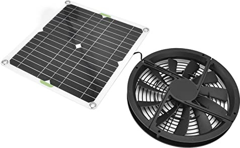 Aumotop Solarpanel-Lüfter-Set, 25,4 cm, 100 W, Wasserdicht, Rund, Lüftungsgehäuse, Abluftventilator für Hühnerstall, Solarventilator für Kleine Räume