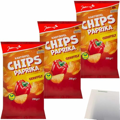 usy Bundle für Jeden Tag Geriffelte Chips Paprika 3er Pack (3x200g Packung) + usy Block