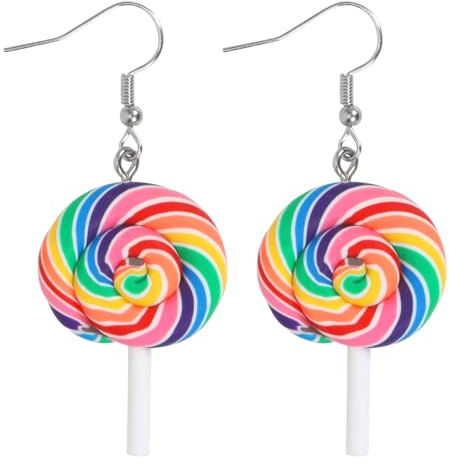 Candy Kostüm Accessoires,1 Paar Lollipop Ohrringe für Frauen und Mädchen,Candy Girl Kostüme Ohrringe für Karneval Fasching Halloween und Lollipop Liebhaber