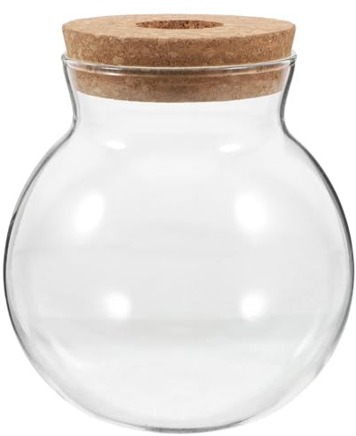 HOODANCOS Rundes Pflanzenterrarium aus Glas mit Korkdeckel Multifunktionales Hydroponikbehälter für Farne und Sukkulenten Dekoratives Glas Terrarium für Zuhause und Regal