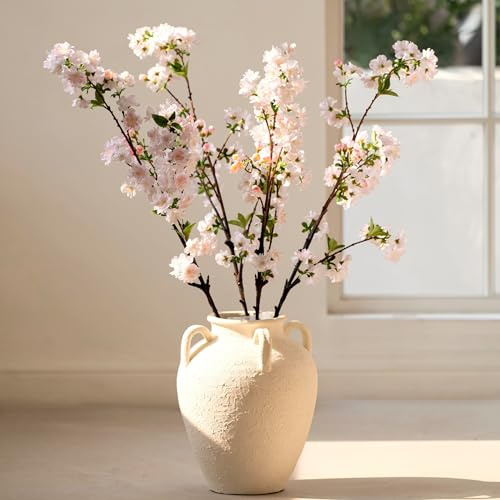 Avoeco Künstliche Kirschblütenzweige – 91,4 cm Kunstseide, realistische Stiele und Farbverlaufsblüten für Heimdekoration, Hochzeitsarrangements, Frühlingsdisplays (4, Rouge)