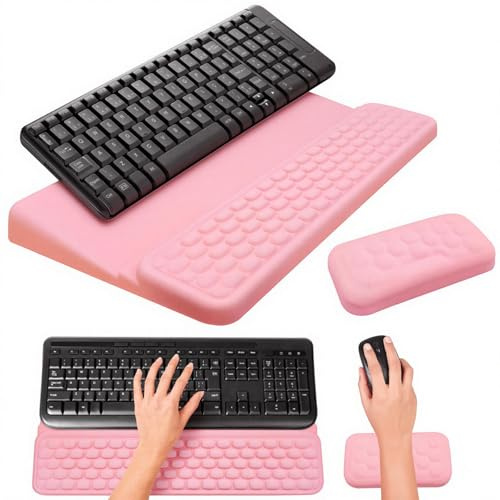 Ergonomic Keyboard Wrist Rest Mouse Wrist Est Kit for Desk Arm Support Keyboards Riser & Soft Memory Foam Computer Keyboard Stand Home Office Accessories (Pink)