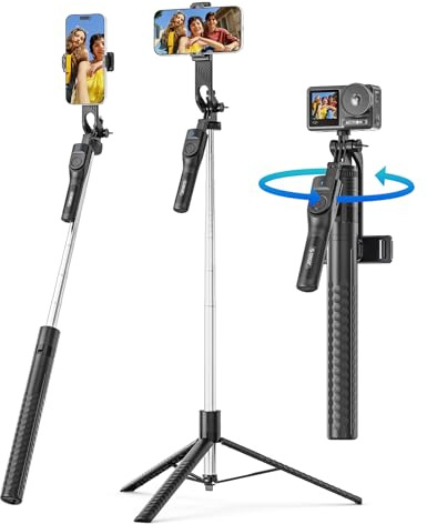 ORICO 190cm Selfie Stick mit Stativ, 360° Dreh-Neigbar, Fernbedienung | Abnehmbare Fernbedienung & stabiler Standfuß – ideal für Gruppen-Selfies, Über-Kopf-Aufnahmen, Vlogs & Reisen