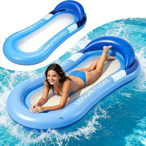 Colchoneta Piscina Adultos, Hamaca de Agua 4 En 1 Flotadores Hinchables para Piscina Hamacas Hinchables Piscinas para Adultos y Niños, Piscinas y Playas