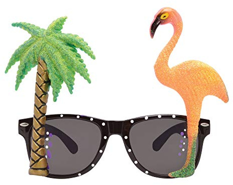Multicolor Flamingo & Palm Tree Glasses, 1 Pc. - Stunning Design, Perfect Accessory for Summer Parties, Vacations, Beach Wear, Poolside Fun, & More Halloween