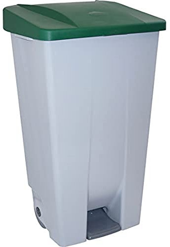 Denox 23400 - Contenedor basura selectivo con pedal y ruedas, color verde, talla 120 L