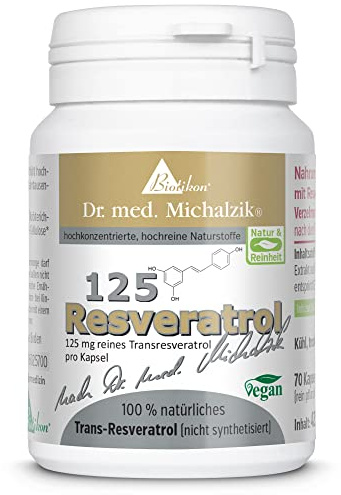 Resveratrol 125 enligt Dr. med. Michalzik - 70 kapslar - varje kapsel 125 mg trans-resveratrol och 500 mg extrakt från Polygonum - utan tillsatser - från BIOTIKON®
