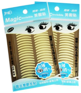 MAGIC Invisible girl size (S) - Augenlidliftig ohne OP [2x60Paar - 240 Stück] - Augenlidklebeband, Schlupflider Stripes im Doppelpack