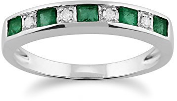 Gemondo Smaragd Ring 9ct Weißgold 0,33 Karat Smaragd & Diamant Ring