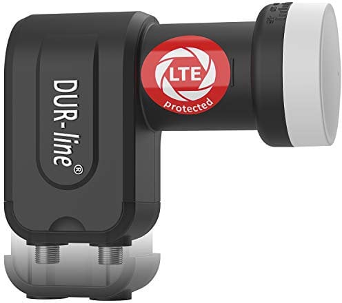 DUR-line +Ultra Twin LNB - 2 participants Noir - avec Filtre LTE [ Test TRÈS Bien *] 2-Fois, numérique avec Protection Contre Les intempéries, Full HD, 4K,Qualité Premium