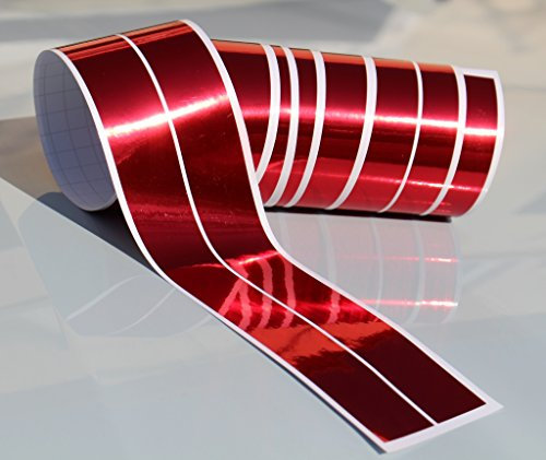 Chrom Hologramm Zierstreifen Folie Klebefolie Aufkleber Dekorstreifen KX010 (Chrom Rot, 4Meter x 30mm)