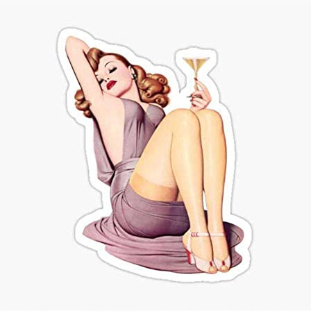 Hotrodspirit Mini-Aufkleber, Pin-up und Champagner