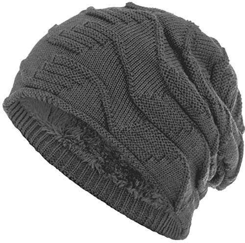 Compagno Mütze warm gefütterte Wintermütze Elegantes Strickmuster Beanie Einheitsgröße