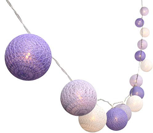 Guirlande lumineuse de 3 m avec 30 boules à LED en coloré - Fonctionne avec des piles, idéale pour Noël ou un mariage Purpel White