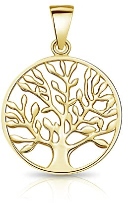 DTPsilver® Ciondolo Celtico in Argento 925 Placcato in Oro Giallo - Ciondolo Albero della Vita