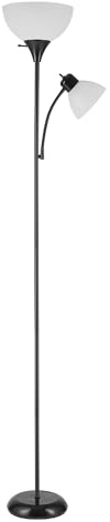 Globe Electric 67135 72 Floor Lamp with Adjustable Reading Light, Bright, Easy-to-Assemble Torchiere for Bedroom, Living Room & Office - Space-Saving Slim Design