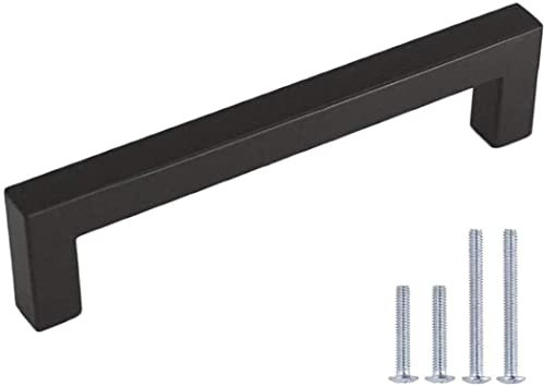 LONTAN 25 Stück Möbelgriffe Schwarz Schrankgriffe Bohrlochabstand 192mm Küchengriffe Schwarz Schubladengriffe Quadratischer Griff Türgriffe Schrank Griff