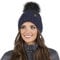 Vivisence Cappello Invernale da Donna con Pompon Realizzato in Filato Morbido E Caldo con Fodera Interna in Pile Antistatico vestibilità Comoda Ideale per l'inverno, Blu Scuro,Taglia Unica