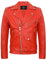 Infinity Leather Giacca da Motociclista da Uomo in Pelle Rosso con Logo Brando M