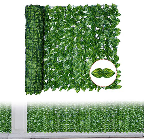 Hidyliu 1 rouleau de haie artificielle, lierre artificiel, brise-vue, vert, feuille de pastèque, 0.5M*1M, décoration de feuille de pastèque, UV, pour extérieur, jardin, terrasse