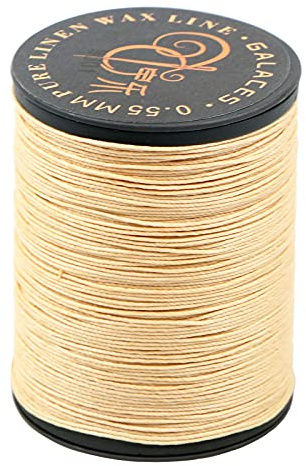 FANDOL Fil de lin ciré 100% naturel pour reliure, couture du cuir, perles ou macramé (beige)