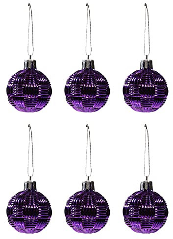 Weihnachtskugeln Weihnachtsdeko Set 6 STK in 4 cm, Kunststoff Weihnachtsbaumkugeln Box mit Aufhänger Christbaumkugeln Plastik Bruchsicher, Weihnachts Weihnachtsdekorationen (Violett, 4 cm)