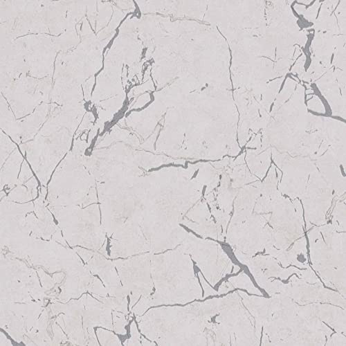 Marmor-Tapete Vlies Marmortapete Weiß Tapete für Büro Diele/Flur | Grau Silber | 10,05 x 0,53 m