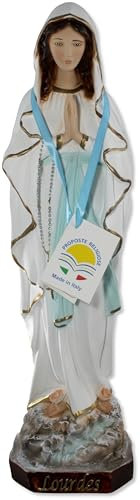 Proposte Religiose Statue der Madonna von Lourdes aus Kunstharz, handbemalt, 50 cm, hergestellt in Italien